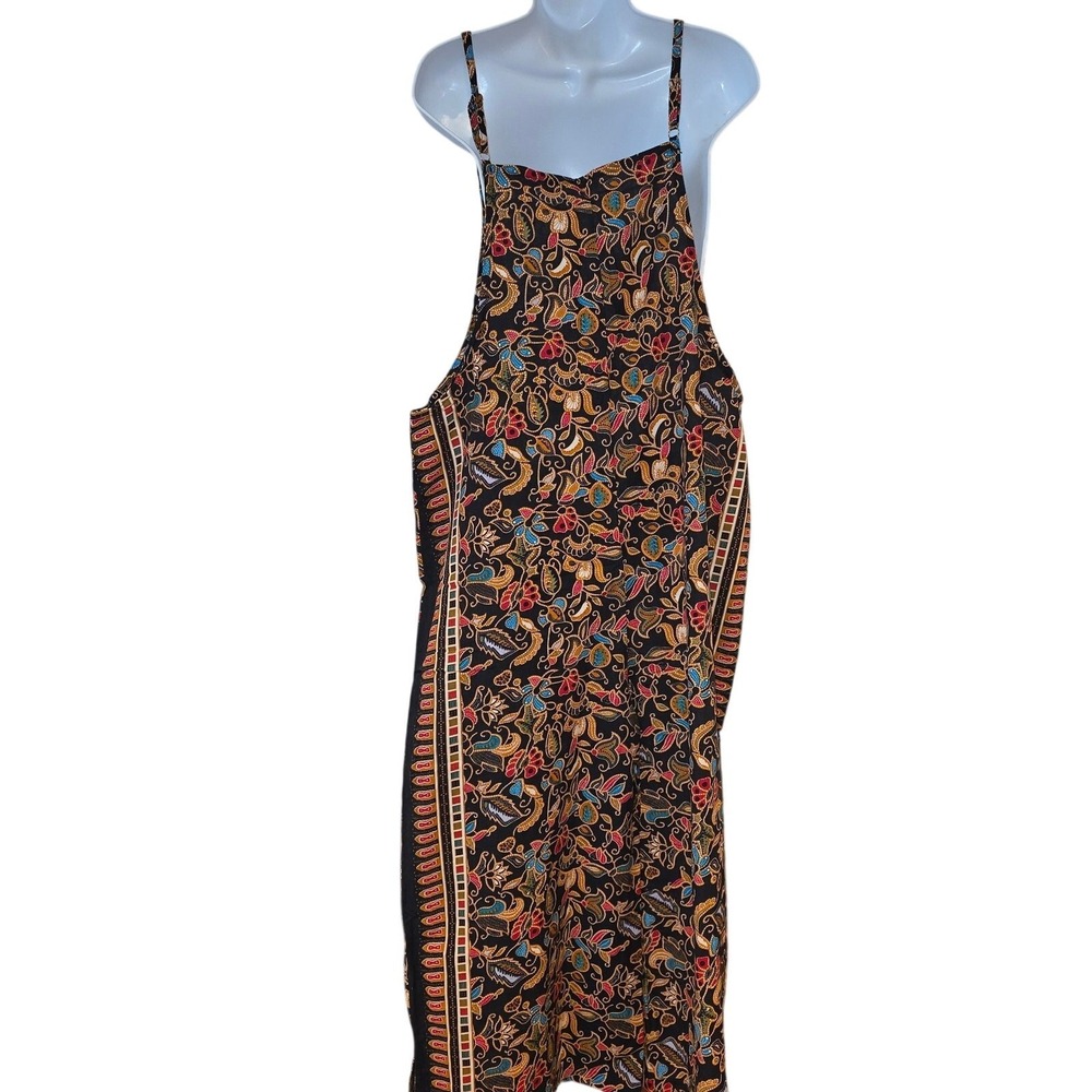 NWOT black paisley design, one size, oversized overalls, jumpsuit, 100%‎ cotton